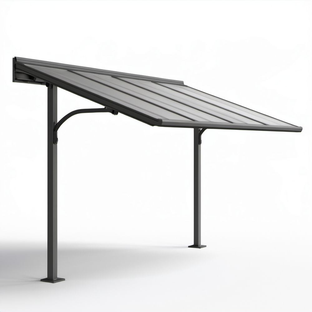Przyścienne zadaszenie tarasu z aluminium i poliwęglanu 300 x 250 x 250 cm, antracytowe