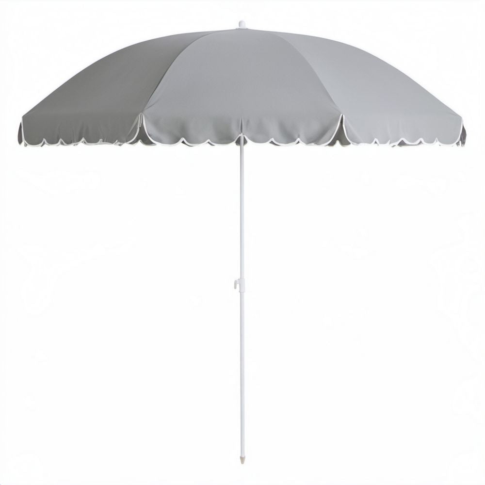 Parasol ogrodowy z poliestru, szary, okrągły Ø 200 cm, wys. 220 cm