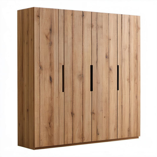 Szafa czterodrzwiowa z płyty laminowanej 180 × 60 × 200 cm, dąb naturalny
