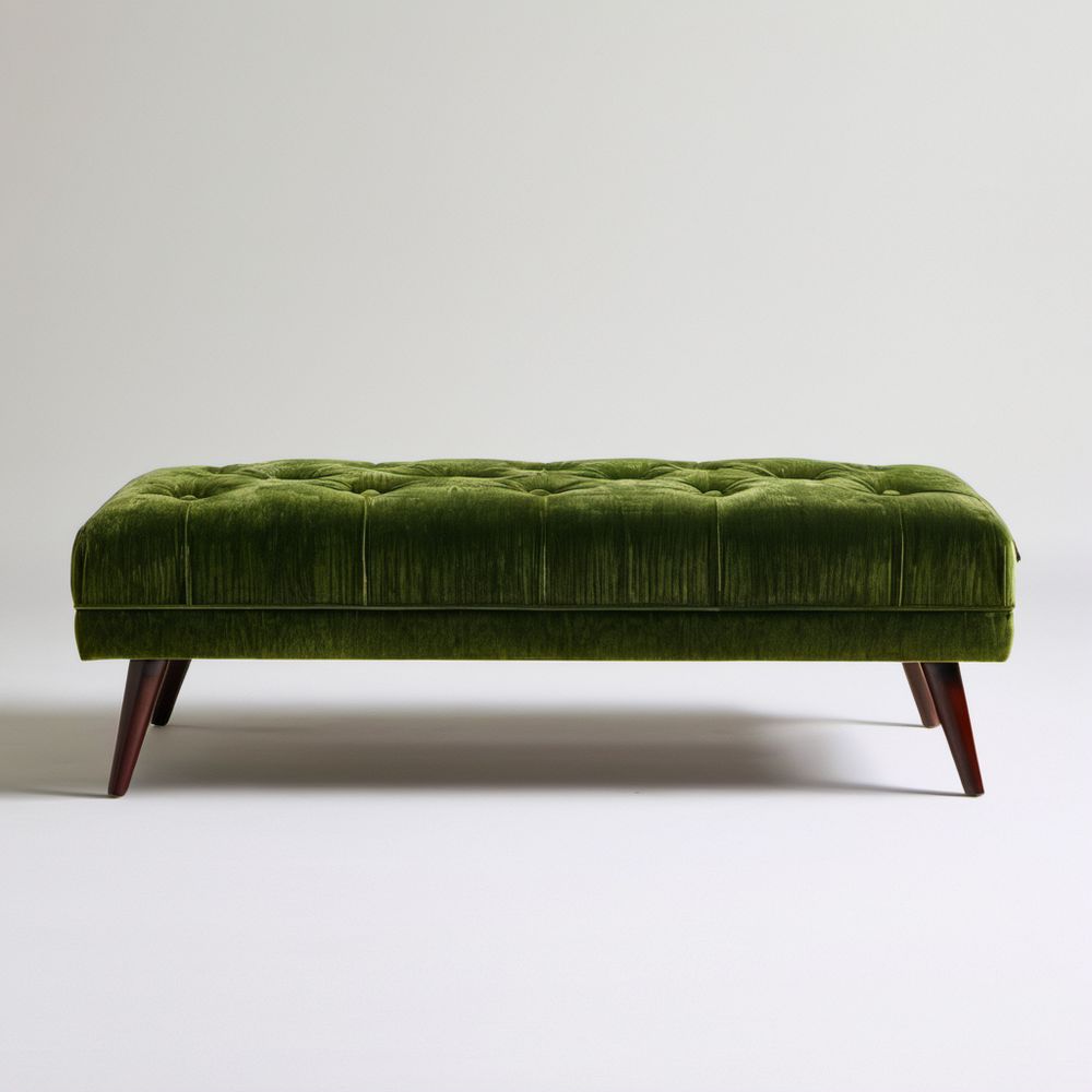 Zielona ławka tapicerowana aksamitem 120 x 45 x 45 cm