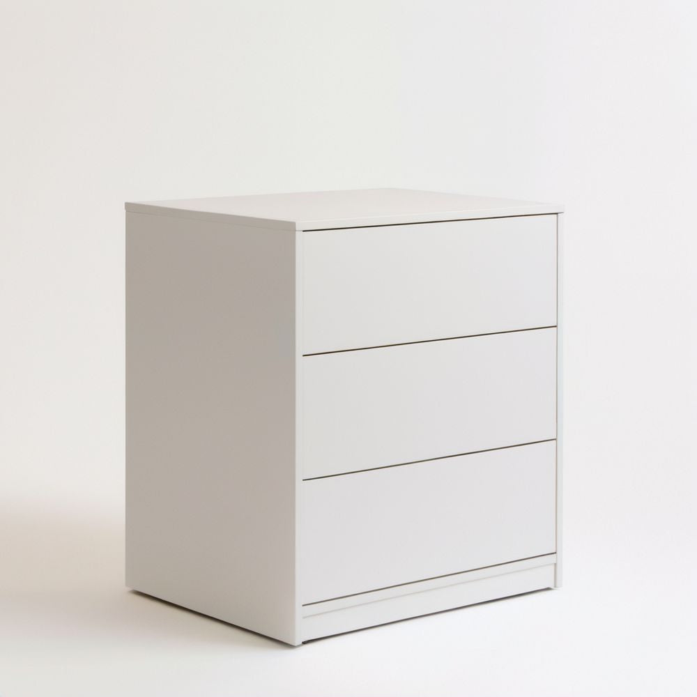 Biała komoda z 3 szufladami z płyty wiórowej laminowanej, 80 x 40 x 90 cm