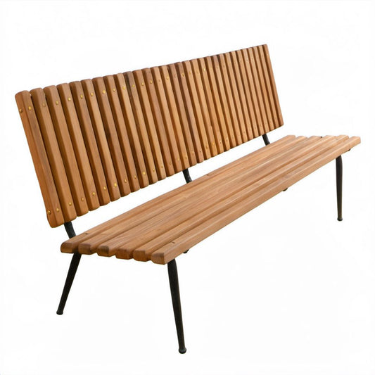 Trzyosobowa ławka ogrodowa z drewna i stali brązowo-czarna 180 x 60 x 80 cm