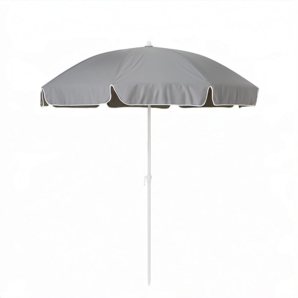 Szary parasol ogrodowy z poliestru Ø200 cm, wysokość 210 cm