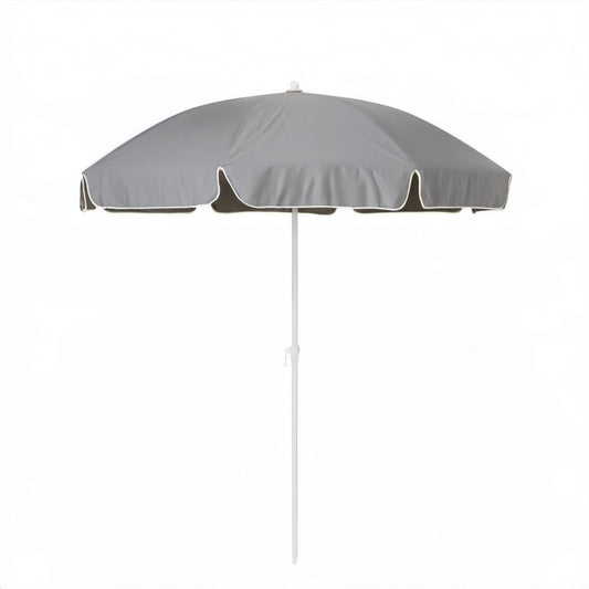Szary parasol ogrodowy z poliestru Ø200 cm, wysokość 210 cm