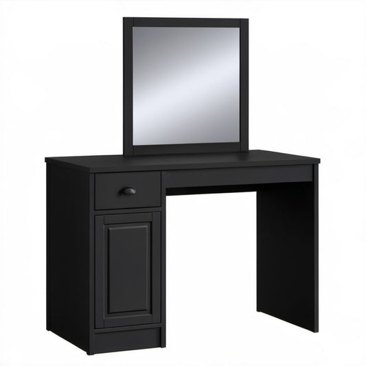 Czarna toaletka MDF z lustrem, 100 x 45 x 140 cm