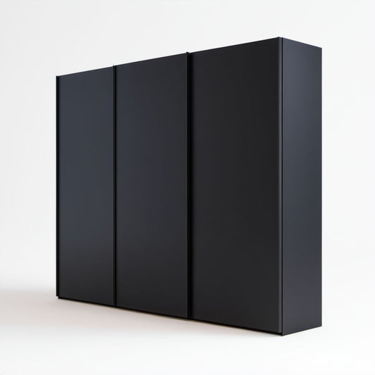 Czarna szafa trzydrzwiowa z płyty wiórowej laminowanej 150 × 60 × 200 cm