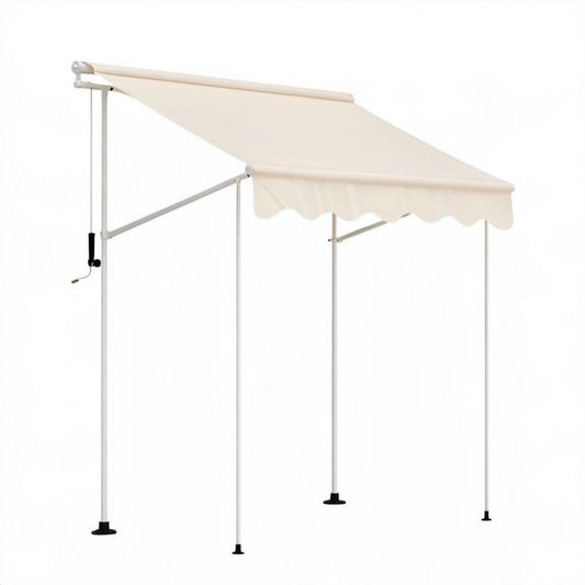 Wolnostojąca markiza ręczna kremowa z poliestru i aluminium 300 x 250 cm